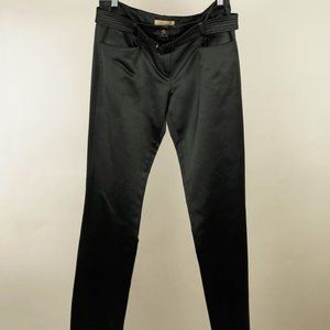 Derercuny Black Belted Satin Trousers